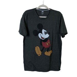 Old Navy L Womens Shirt Graphic Tee Gray Disney Mickey Mouse Short Sleeve